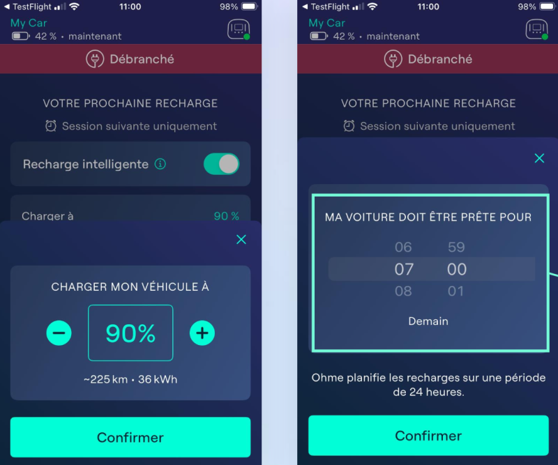 Comment configurer le mode de recharge de ma borne électrique Ohme ePod S sur l’application Ohme à Carcassonne (11) ?